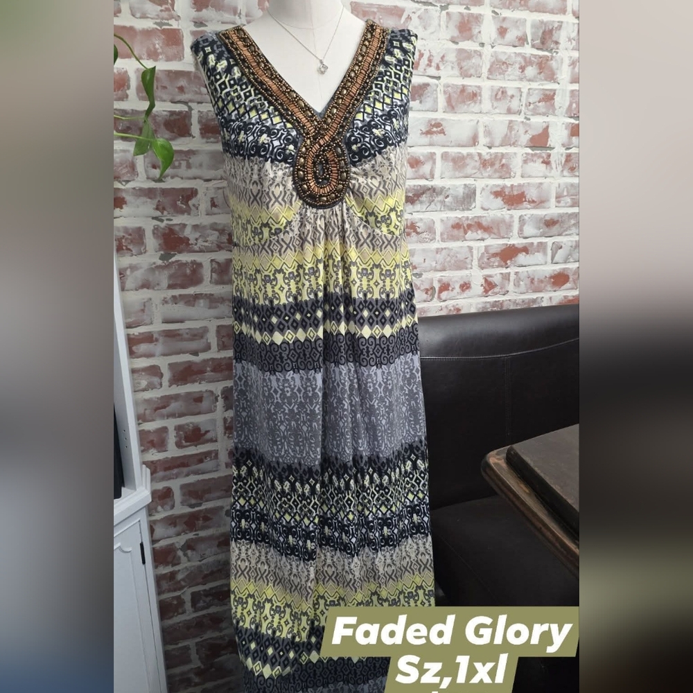 Faded Glory womens maxi dress sz 1xl